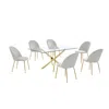 Best Quality Furniture 7 Piece Dining Set- Rectangular Dining Table With 6 Cream Side Chairs In Gray