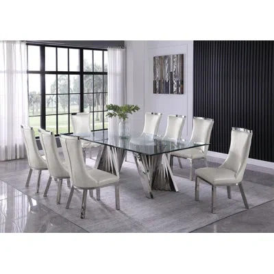 Best Quality Furniture 8 - Person Dining Set In Silver