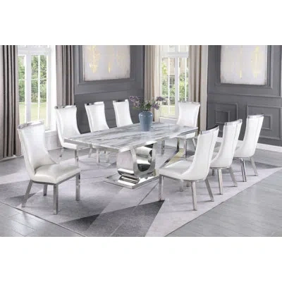 Best Quality Furniture 8 - Person Dining Set In White Marble