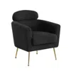 Best Quality Furniture Accent Chair With Black Vegan (faux) Fur And Gold Chrome Legs