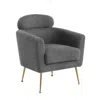 Best Quality Furniture Accent Chair With Grey Vegan (faux) Fur And Gold Chrome Legs