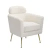 Best Quality Furniture Accent Chair With White Vegan (faux) Fur And Gold Chrome Legs