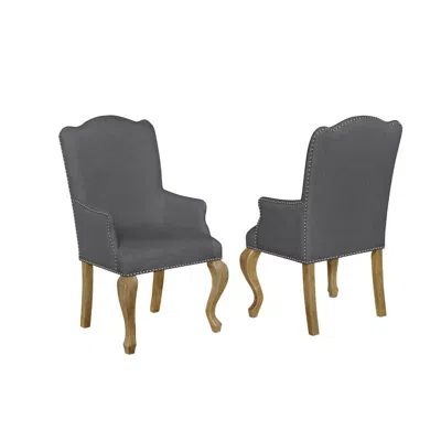 Best Quality Furniture Arm Chair, Set Of 2 In Gray Linen