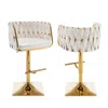 Best Quality Furniture Barstool In White Faux Leather And Gold Color Base (set Of 2)