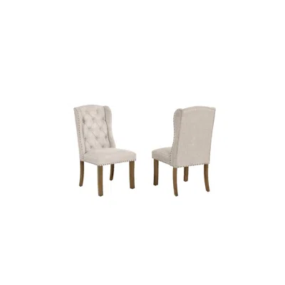 Best Quality Furniture Beige Dining Chair With Linen Fabric (set Of 2) In Neutral