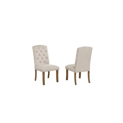 Best Quality Furniture Beige Dining Chair With Linen Fabric (set Of 2)