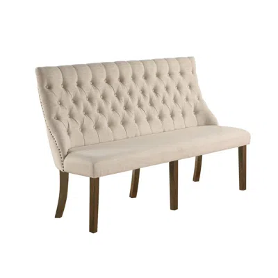 Best Quality Furniture Beige Linen Side Bench