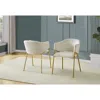 Best Quality Furniture Beige Linen Upholstery Side Chairs With Gold Base, Set Of 3