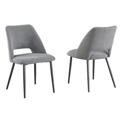 Best Quality Furniture Dark Grey Polar Fleece Upholstered Side Chair (set Of 2)