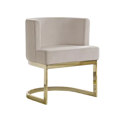 Best Quality Furniture Beige Velvet Side Chair With Gold, Chrome Base - Single In Neutral