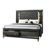 Best Quality Furniture Bench With Tufted Buttons, Gem Strip, And Acrylic Legs