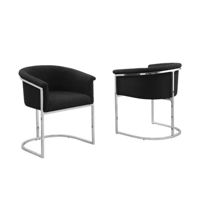 Best Quality Furniture Best Quality Teddy Boucle In Black Side Chair - Set Of 2