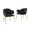 Best Quality Furniture Black Boucle Fabric Side Chiars With Gold Base In Black