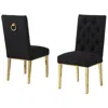Best Quality Furniture Black Boucle Fabric With Gold Chrome Base Dining Chairs (set Of 2) In Black
