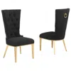 Best Quality Furniture Black Boucle Fabric With Gold Chrome Base Glam Dining Chairs (set Of 2)