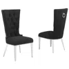 Best Quality Furniture Black Boucle Fabric With Silver Chrome Base Glam Dining Chairs (set Of 2)