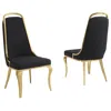 Best Quality Furniture Black Boucle Side Chairs With Gold Base (set Of 2)