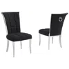 Best Quality Furniture Black Boucle Side Chairs With Silver Base (set Of 2) In Black
