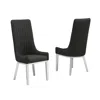 Best Quality Furniture Black, Teddy Fabric, Pleated Back Side Chair With Silver Base, Set Of Two