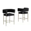 Best Quality Furniture Black Teddy Fur Upholstered Counter High Chairs, Set Of 2