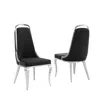 Best Quality Furniture Black Velvet High Back Chair With Silver Chrome Trim, Set Of 2 In Black
