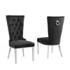 Best Quality Furniture Black Velvet Side Chair With Silver Stainless Steel Base (set Of 2)