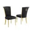 Best Quality Furniture Black Velvet Side Chairs With Gold Color Base (set Of 2)