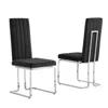 Best Quality Furniture Black Velvet Side Chairs With Silver Base (set Of 2) In Black
