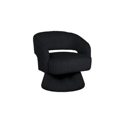 Best Quality Furniture Black Velvet Swivel Accent Barrel Chair