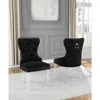 Best Quality Furniture Black Velvet Tufted Dining Side Chairs, Acrylic Legs - Set Of 2