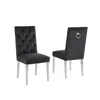 Best Quality Furniture Black Velvet Tufted Dining Side Chairs, Chrome - Set Of 2 In Black