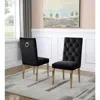 Best Quality Furniture Black Velvet Tufted Side Chair Set Of 2
