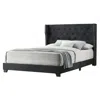 Best Quality Furniture Black Velvet Uph. Panel Bed Tufted Buttons Side Studs, Queen