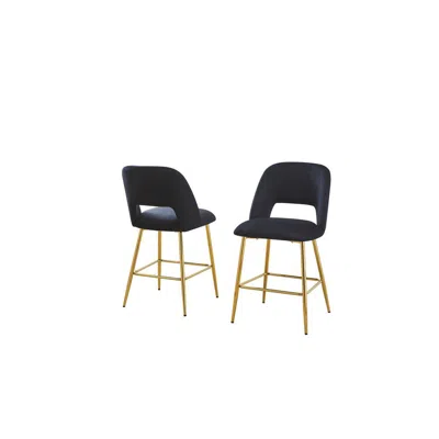 Best Quality Furniture Black With Gold Base Bar Stool (set Of 2) In Blue