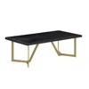 Best Quality Furniture Black Wood Top Coffee Table W/ Gold Color Iron Legs