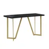 Best Quality Furniture Black Wood Top Console Table W/ Gold Color Iron Legs