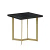 Best Quality Furniture Black Wood Top End Table W/ Gold Color Iron Legs