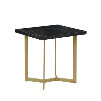 Best Quality Furniture Black Wood Top End Table W/ Gold Color Iron Legs