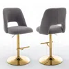 Best Quality Furniture Boucle Fabric Barstool With A Dark Grey Seat And Gold Base (set Of 2)
