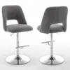 Best Quality Furniture Boucle Fabric Barstool With A Dark Grey Seat And Silver Base (set Of 2)
