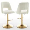 Best Quality Furniture Boucle Fabric Upholstered Barstool With A Beige Seat And Gold Base (set Of 2)