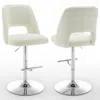 Best Quality Furniture Boucle Fabric Upholstered Barstool With A Beige Seat And Silver Base (set Of 2)