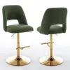 Best Quality Furniture Boucle Fabric Upholstered Barstool With A Green Seat And Gold Base (set Of 2)