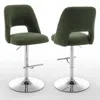Best Quality Furniture Boucle Fabric Upholstered Barstool With A Green Seat And Silver Base (set Of 2)