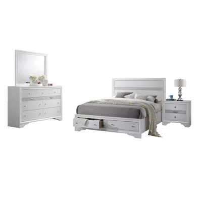 Best Quality Furniture Catherine White Platform Queen Bed - White