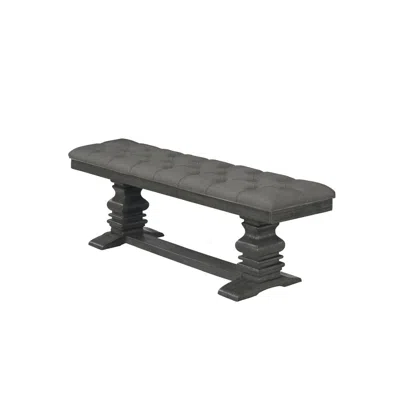 Best Quality Furniture Classic Dining Bench W/tufted Cussing In Linen Fabric, Gray In Black