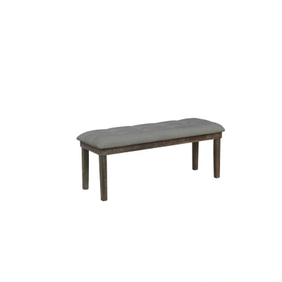 Best Quality Furniture Classic Upholstered Dining Bench Tufted In Linen Fabric, Dark Grey In Brown