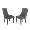 Best Quality Furniture Classic Upholstered Side Chair Tufted In Linen Fabric W/nailhead Trim **set Of 2**, Gray