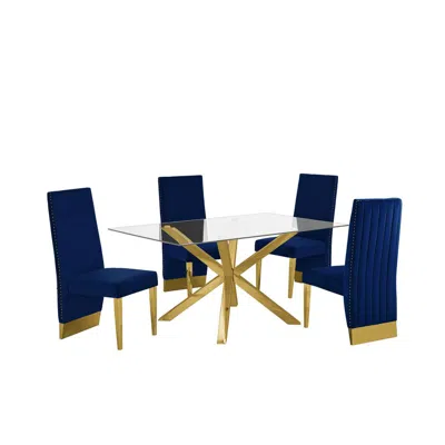 Best Quality Furniture Contemporary 5pc Dining Set, Glass Dining Table