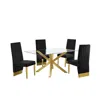 Best Quality Furniture Contemporary 5pc Dining Set, Glass Dining Table